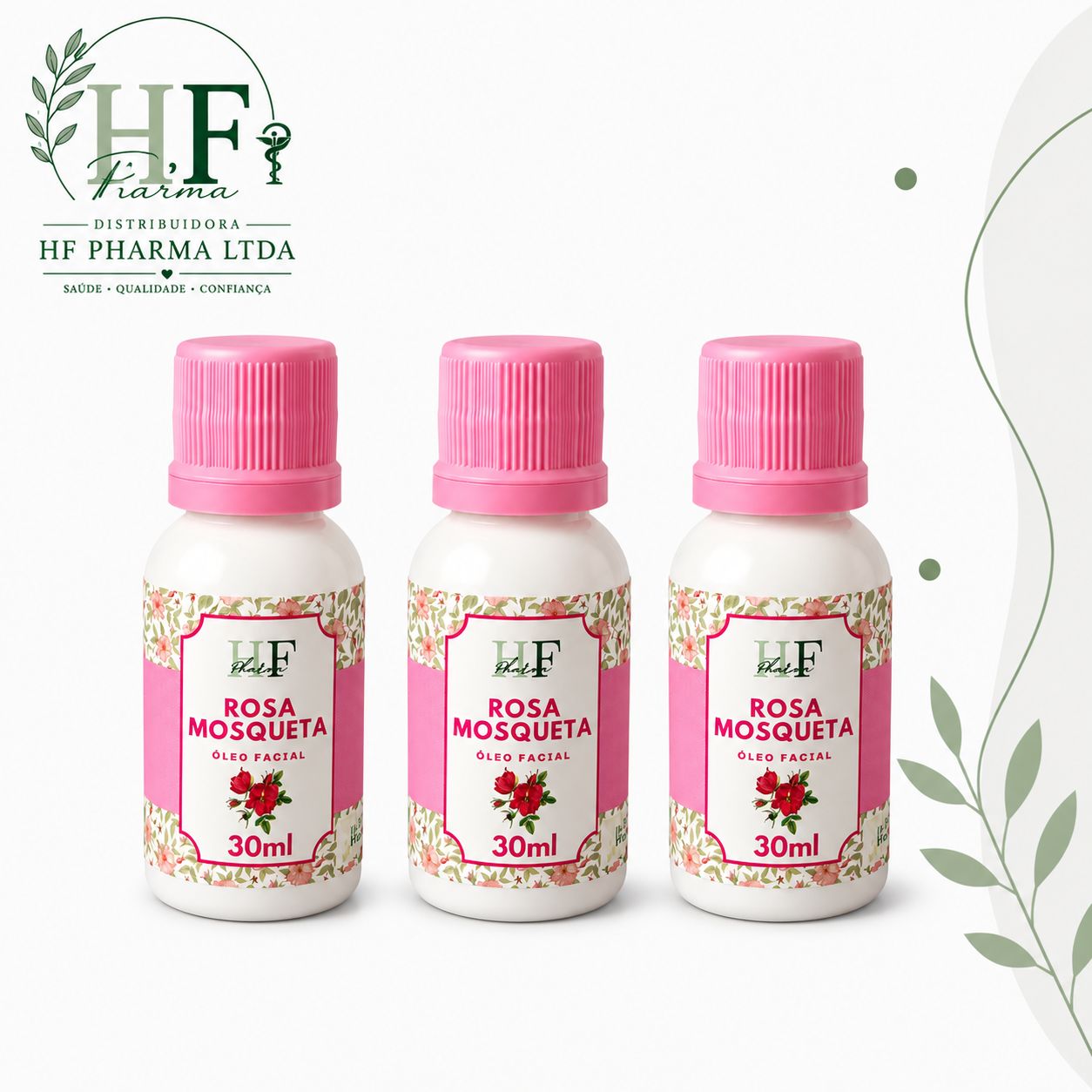 Óleo de Rosa Mosqueta Facial HF PHARMA - 30ml - 3 unid.