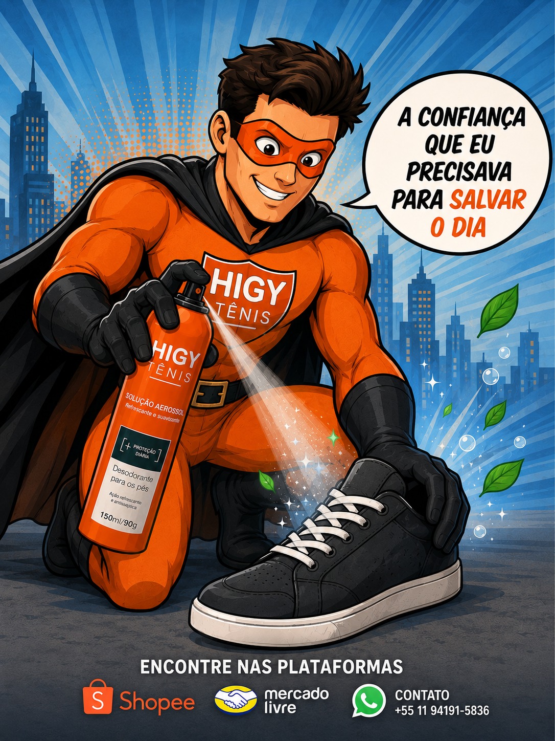 HIGY TÊNIS - Desodorante para os pés 150ml/90g - 3 unid. - Imagem 3